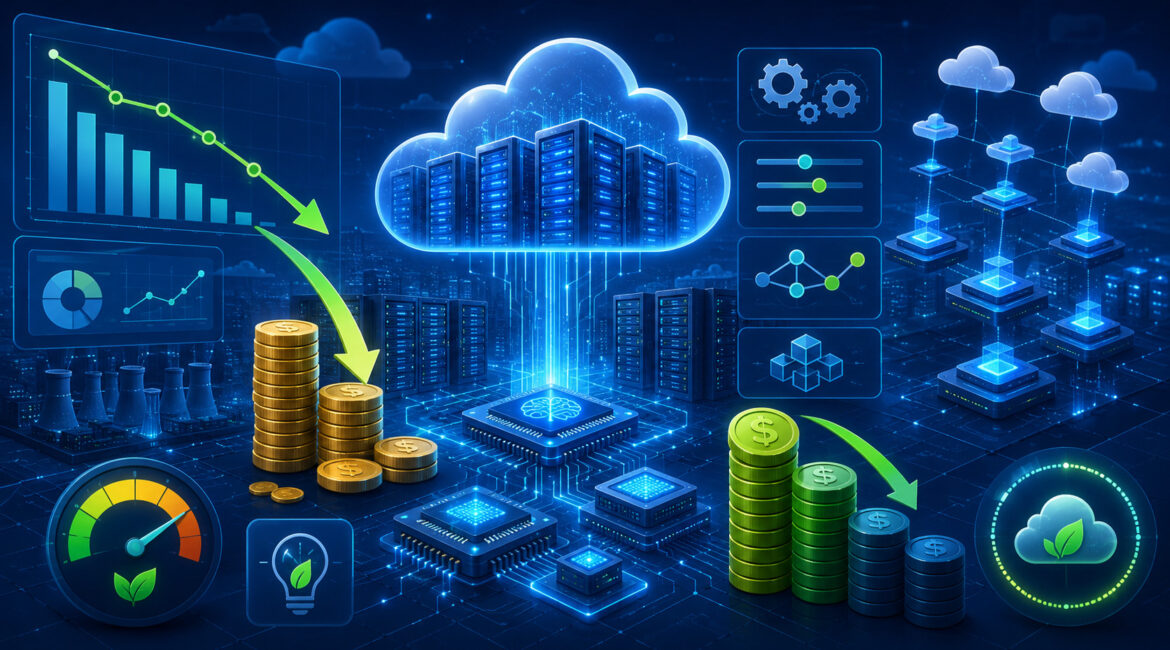 AI hosting cost reduction strategies illustration