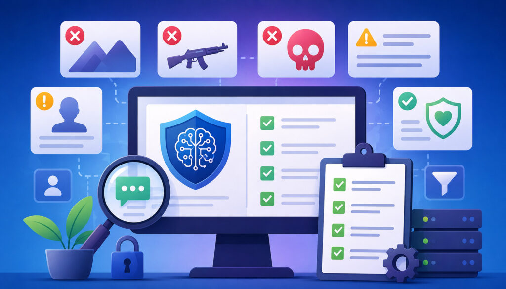 AI content moderation checklist illustration