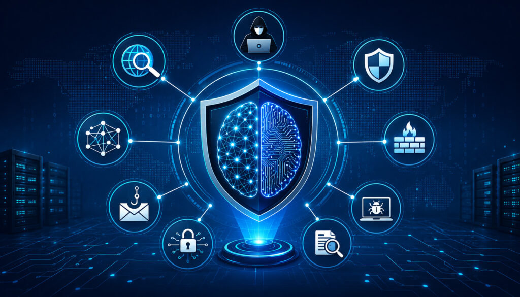 AI cybersecurity tools illustration