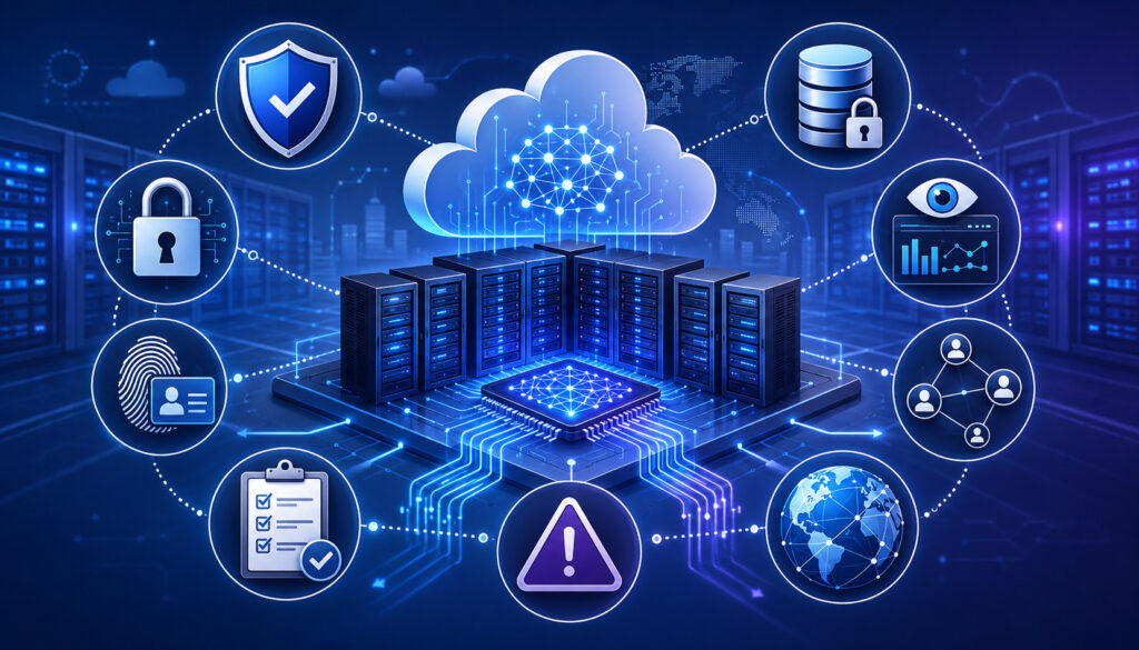 AI hosting compliance areas illustration