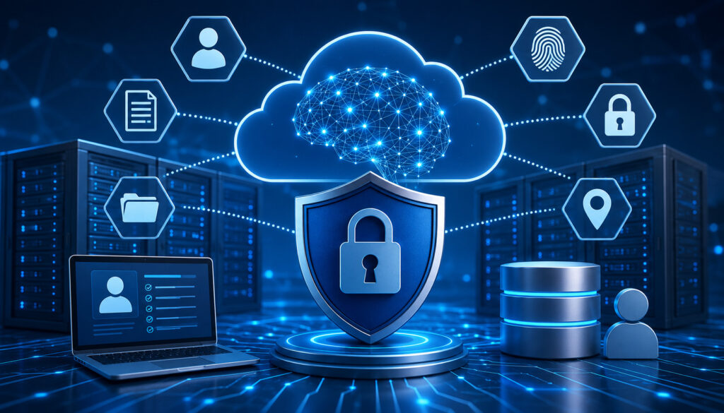 AI hosting personal data protection illustration