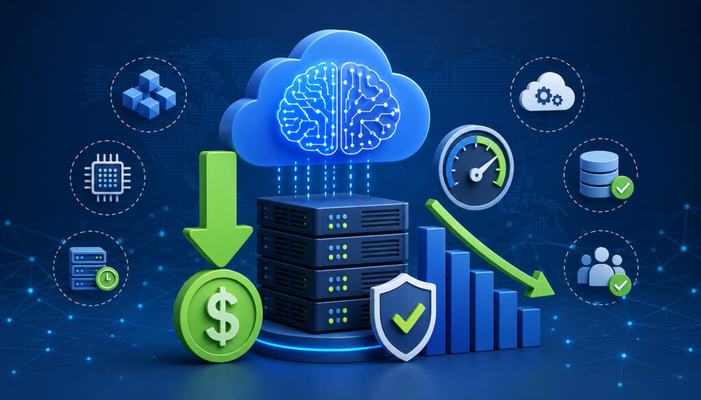 AI hosting cost reduction strategies illustration