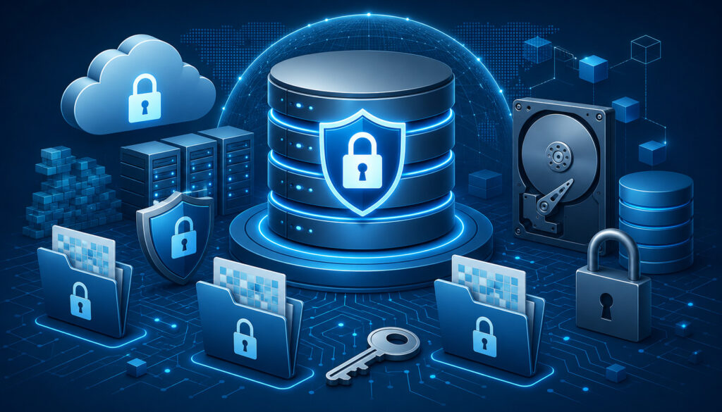 Encrypted data at rest security illustration
